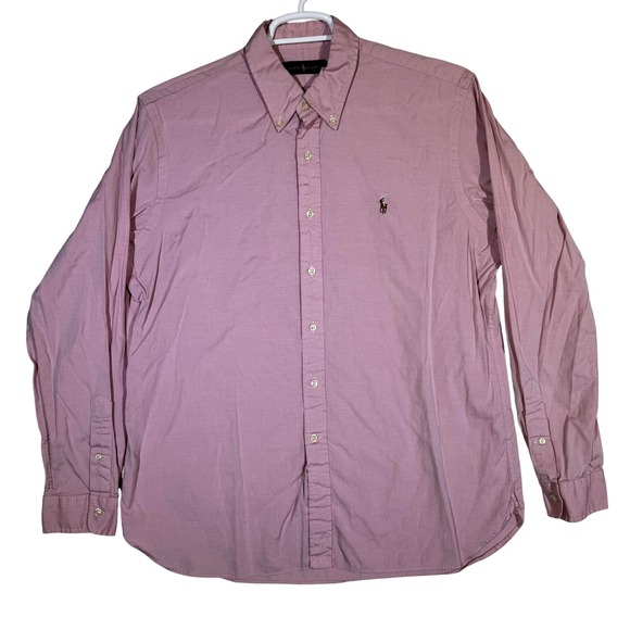 Ralph Lauren Shirt Mens 17 Pink Long Sleeve Button Down Dress Oxford Classic - Picture 1 of 16